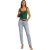 image:imageLYANER Womens Ribbed Knit Cute Tank Tops  Summer Sweetheart Neck Ruffle Strap Ruched Sleeveless Slim Fitted Cami TopDark Green