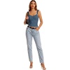 image:imageLYANER Womens Ribbed Knit Cute Tank Tops  Summer Sweetheart Neck Ruffle Strap Ruched Sleeveless Slim Fitted Cami TopDenim Blue