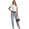 image:imageLYANER Womens Ribbed Knit Mock Neck Short Sleeve Slim Fitted Y2k Blouse Top ShirtsWhite