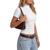 image:imageLYANER Womens Ribbed Knit Mock Neck Short Sleeve Slim Fitted Y2k Blouse Top ShirtsWhite