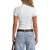 image:imageLYANER Womens Ribbed Knit Mock Neck Short Sleeve Slim Fitted Y2k Blouse Top ShirtsWhite