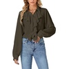 image:imageLYANER Womens Ruffle Collar Casual Blouse  Button Down Long Sleeve Victorian Dressy Top ShirtsAmy Green