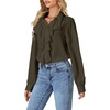 image:imageLYANER Womens Ruffle Collar Casual Blouse  Button Down Long Sleeve Victorian Dressy Top ShirtsAmy Green
