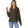 image:imageLYANER Womens Ruffle Collar Casual Blouse  Button Down Long Sleeve Victorian Dressy Top ShirtsAmy Green