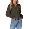 image:imageLYANER Womens Ruffle Collar Casual Blouse  Button Down Long Sleeve Victorian Dressy Top ShirtsAmy Green