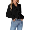 image:imageLYANER Womens Ruffle Collar Casual Blouse  Button Down Long Sleeve Victorian Dressy Top ShirtsBlack