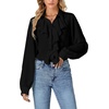image:imageLYANER Womens Ruffle Collar Casual Blouse  Button Down Long Sleeve Victorian Dressy Top ShirtsBlack