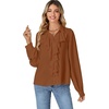 image:imageLYANER Womens Ruffle Collar Casual Blouse  Button Down Long Sleeve Victorian Dressy Top ShirtsBrown