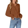 image:imageLYANER Womens Ruffle Collar Casual Blouse  Button Down Long Sleeve Victorian Dressy Top ShirtsBrown
