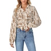 image:imageLYANER Womens Ruffle Collar Casual Blouse  Button Down Long Sleeve Victorian Dressy Top ShirtsBrown Brush Texture