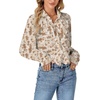 image:imageLYANER Womens Ruffle Collar Casual Blouse  Button Down Long Sleeve Victorian Dressy Top ShirtsBrown Brush Texture