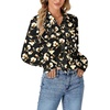 image:imageLYANER Womens Ruffle Collar Casual Blouse  Button Down Long Sleeve Victorian Dressy Top ShirtsChampagne Flower