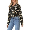 image:imageLYANER Womens Ruffle Collar Casual Blouse  Button Down Long Sleeve Victorian Dressy Top ShirtsChampagne Flower