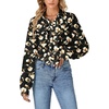 image:imageLYANER Womens Ruffle Collar Casual Blouse  Button Down Long Sleeve Victorian Dressy Top ShirtsChampagne Flower