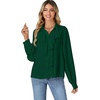 image:imageLYANER Womens Ruffle Collar Casual Blouse  Button Down Long Sleeve Victorian Dressy Top ShirtsDark Green