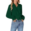 image:imageLYANER Womens Ruffle Collar Casual Blouse  Button Down Long Sleeve Victorian Dressy Top ShirtsDark Green