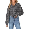 image:imageLYANER Womens Ruffle Collar Casual Blouse  Button Down Long Sleeve Victorian Dressy Top ShirtsFloral Black