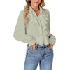 image:imageLYANER Womens Ruffle Collar Casual Blouse  Button Down Long Sleeve Victorian Dressy Top ShirtsLight Green