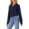image:imageLYANER Womens Ruffle Collar Casual Blouse  Button Down Long Sleeve Victorian Dressy Top ShirtsNavy Blue