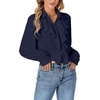 image:imageLYANER Womens Ruffle Collar Casual Blouse  Button Down Long Sleeve Victorian Dressy Top ShirtsNavy Blue