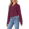 image:imageLYANER Womens Ruffle Collar Casual Blouse  Button Down Long Sleeve Victorian Dressy Top ShirtsPlum Purple