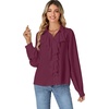 image:imageLYANER Womens Ruffle Collar Casual Blouse  Button Down Long Sleeve Victorian Dressy Top ShirtsPlum Purple