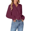 image:imageLYANER Womens Ruffle Collar Casual Blouse  Button Down Long Sleeve Victorian Dressy Top ShirtsPlum Purple