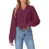image:imageLYANER Womens Ruffle Collar Casual Blouse  Button Down Long Sleeve Victorian Dressy Top ShirtsPlum Purple