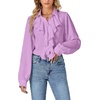 image:imageLYANER Womens Ruffle Collar Casual Blouse  Button Down Long Sleeve Victorian Dressy Top ShirtsPurple