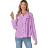 image:imageLYANER Womens Ruffle Collar Casual Blouse  Button Down Long Sleeve Victorian Dressy Top ShirtsPurple