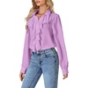 image:imageLYANER Womens Ruffle Collar Casual Blouse  Button Down Long Sleeve Victorian Dressy Top ShirtsPurple