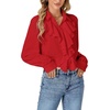 image:imageLYANER Womens Ruffle Collar Casual Blouse  Button Down Long Sleeve Victorian Dressy Top ShirtsRed