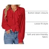 image:imageLYANER Womens Ruffle Collar Casual Blouse  Button Down Long Sleeve Victorian Dressy Top ShirtsRed