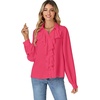 image:imageLYANER Womens Ruffle Collar Casual Blouse  Button Down Long Sleeve Victorian Dressy Top ShirtsRose