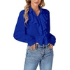 image:imageLYANER Womens Ruffle Collar Casual Blouse  Button Down Long Sleeve Victorian Dressy Top ShirtsRoyal Blue