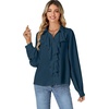 image:imageLYANER Womens Ruffle Collar Casual Blouse  Button Down Long Sleeve Victorian Dressy Top ShirtsTeal Blue
