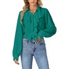 image:imageLYANER Womens Ruffle Collar Casual Blouse  Button Down Long Sleeve Victorian Dressy Top ShirtsTurquoise