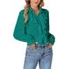 image:imageLYANER Womens Ruffle Collar Casual Blouse  Button Down Long Sleeve Victorian Dressy Top ShirtsTurquoise