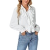 image:imageLYANER Womens Ruffle Collar Casual Blouse  Button Down Long Sleeve Victorian Dressy Top ShirtsWhite