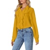 image:imageLYANER Womens Ruffle Collar Casual Blouse  Button Down Long Sleeve Victorian Dressy Top ShirtsYellow