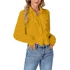 image:imageLYANER Womens Ruffle Collar Casual Blouse  Button Down Long Sleeve Victorian Dressy Top ShirtsYellow