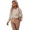 image:imageLYANER Womens Ruffle Front Elegant Blouse  Collar Neck Button Down Long Sleeve Ruffled Shirt Dressy Casual Work TopsApricot