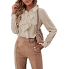 image:imageLYANER Womens Ruffle Front Elegant Blouse  Collar Neck Button Down Long Sleeve Ruffled Shirt Dressy Casual Work TopsApricot