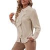 image:imageLYANER Womens Ruffle Front Elegant Blouse  Collar Neck Button Down Long Sleeve Ruffled Shirt Dressy Casual Work TopsApricot