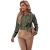 image:imageLYANER Womens Ruffle Front Elegant Blouse  Collar Neck Button Down Long Sleeve Ruffled Shirt Dressy Casual Work TopsArmy Green