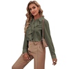 image:imageLYANER Womens Ruffle Front Elegant Blouse  Collar Neck Button Down Long Sleeve Ruffled Shirt Dressy Casual Work TopsArmy Green