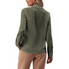 image:imageLYANER Womens Ruffle Front Elegant Blouse  Collar Neck Button Down Long Sleeve Ruffled Shirt Dressy Casual Work TopsArmy Green
