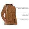 image:imageLYANER Womens Ruffle Front Elegant Blouse  Collar Neck Button Down Long Sleeve Ruffled Shirt Dressy Casual Work TopsBrown
