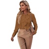 image:imageLYANER Womens Ruffle Front Elegant Blouse  Collar Neck Button Down Long Sleeve Ruffled Shirt Dressy Casual Work TopsBrown