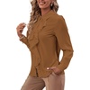 image:imageLYANER Womens Ruffle Front Elegant Blouse  Collar Neck Button Down Long Sleeve Ruffled Shirt Dressy Casual Work TopsBrown